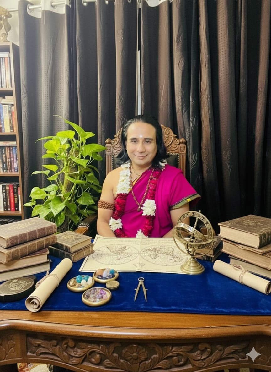 Acharya Upkara at his study